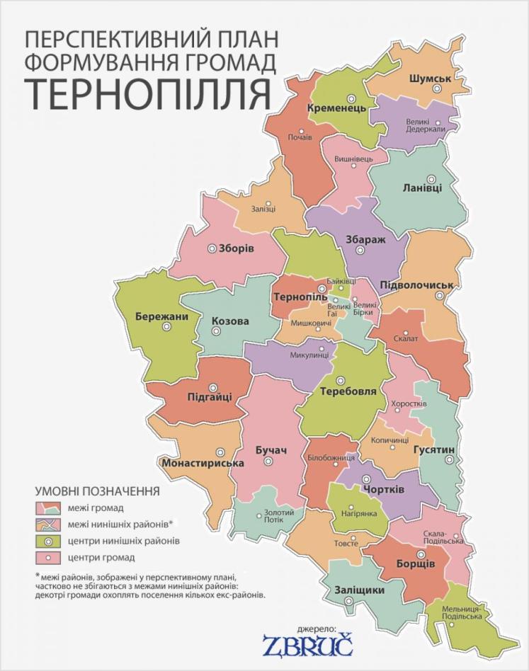 35 громад на Тернопіллі цілком влаштовували Уряд, однак не влаштовували Тернопілля. Тепер у Перспективному плані громад тут 50